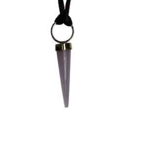 Purple crystal point necklace pendant.