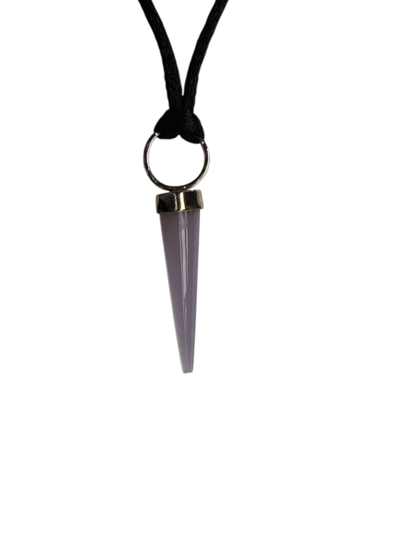 Purple crystal point necklace pendant.