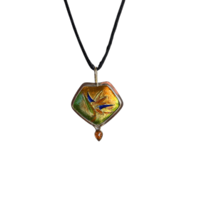 Bird of paradise enamel pendant necklace.