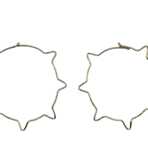 Gold star-shaped hoop earrings on white background.